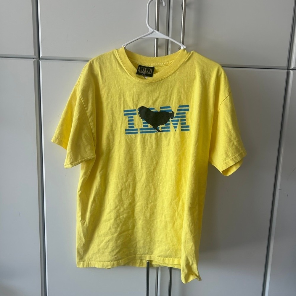 HA IBM Rooster Graphic T-Shirt Yellow Mens Large Tech Parody Logo Tee
